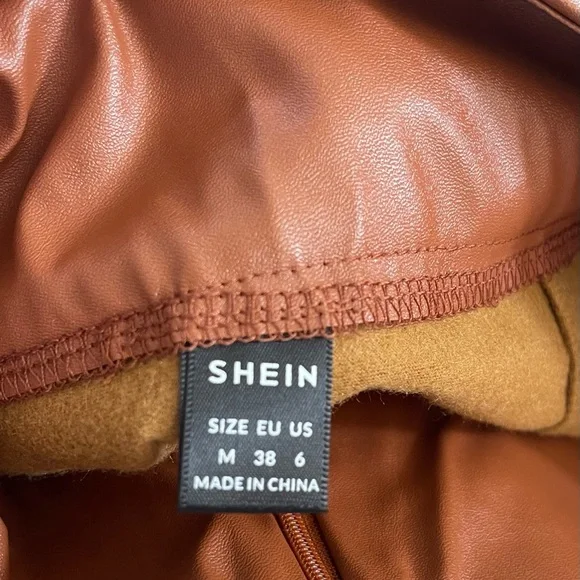 SHEIN Privé Faux Leather Asymmetrical Hem Skirt - Picture 8 of 9